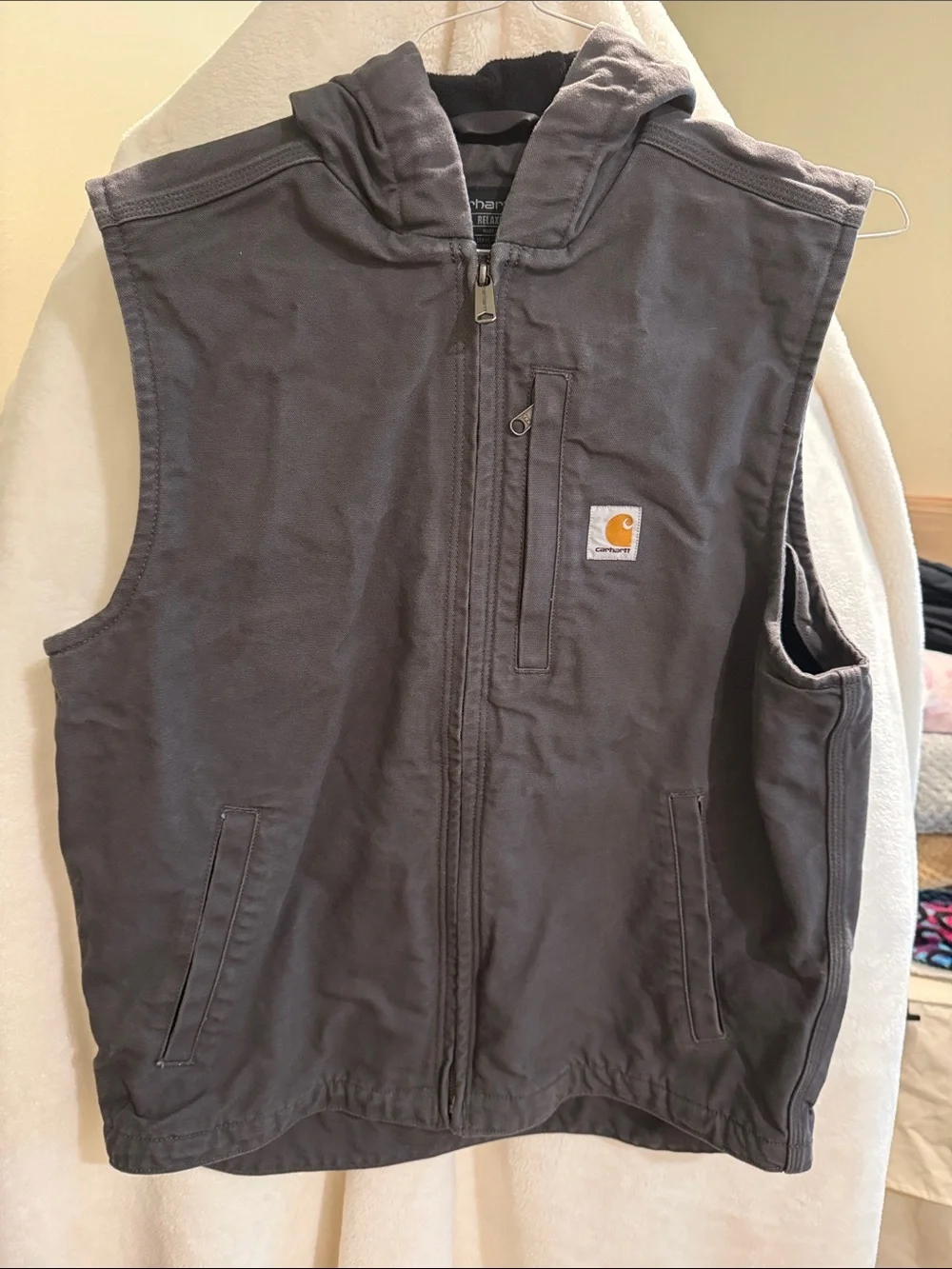 Carhartt Hooded Work Vest in Charcoal Gray